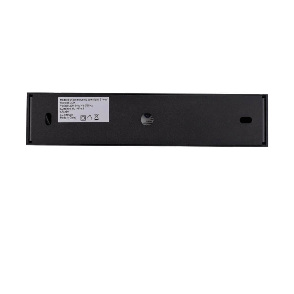 Zwarte opbouwspot Midi Led 5x1 leds - 4000K Lyora 5903139100588