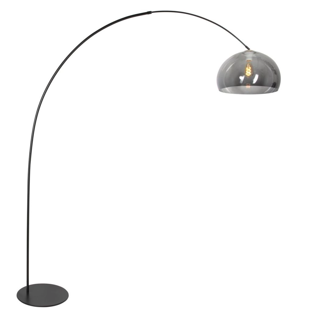 Zwarte booglamp Curve met smoke glas