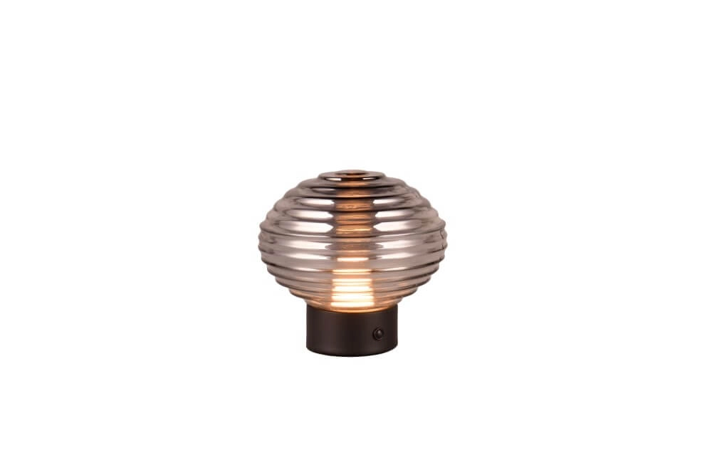 Oplaadbare tafellamp zwart Earl smoke glas