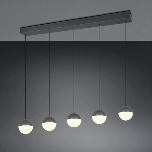 5-lichts hanglamp Senta antraciet