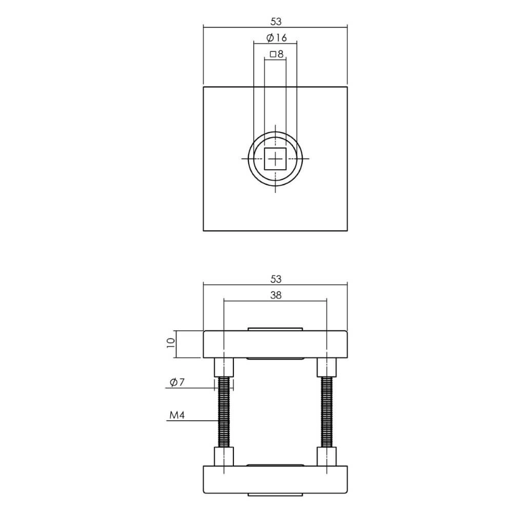 Achterdeurbeslagset vierkant Backura kerntrekbeveiliging RVS Intersteel 8714186539996