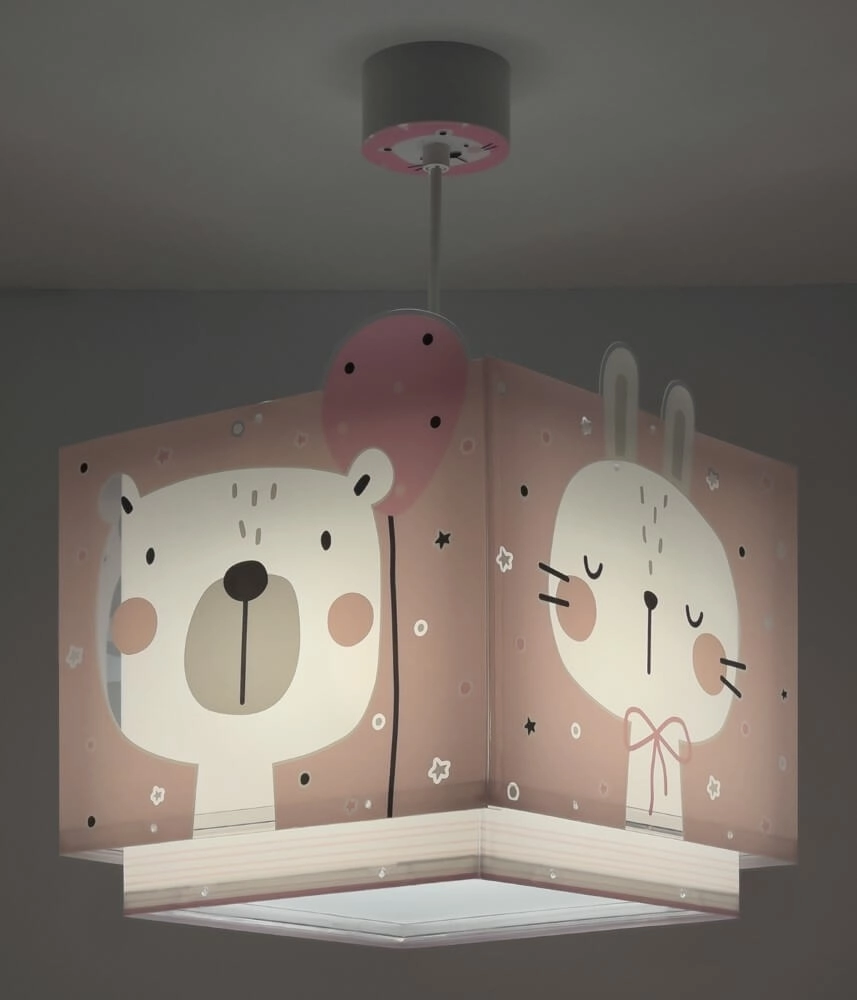 Kinderkamer hanglamp Baby Jungle soft roze met wit Dalber 8420406002835