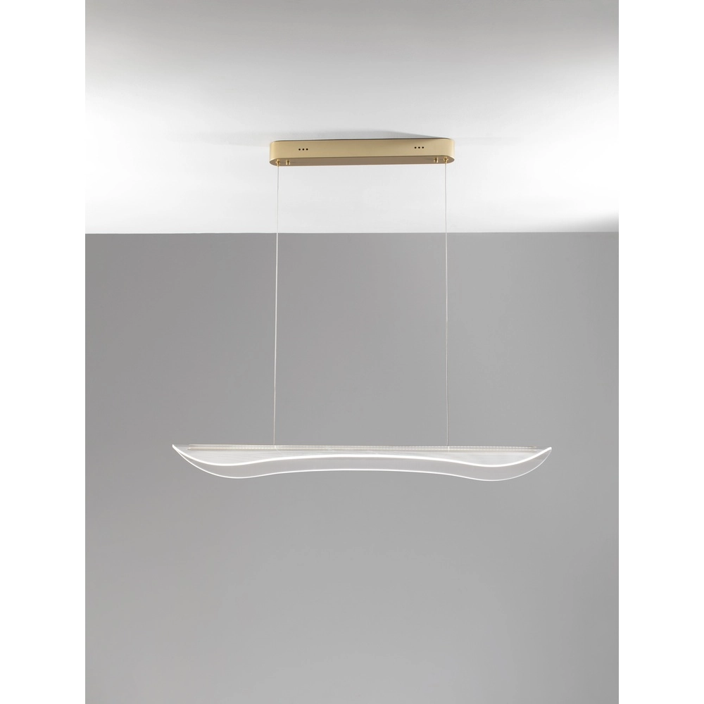 Hanglamp Agos goud met kunststof smal Lyora 5212017439345