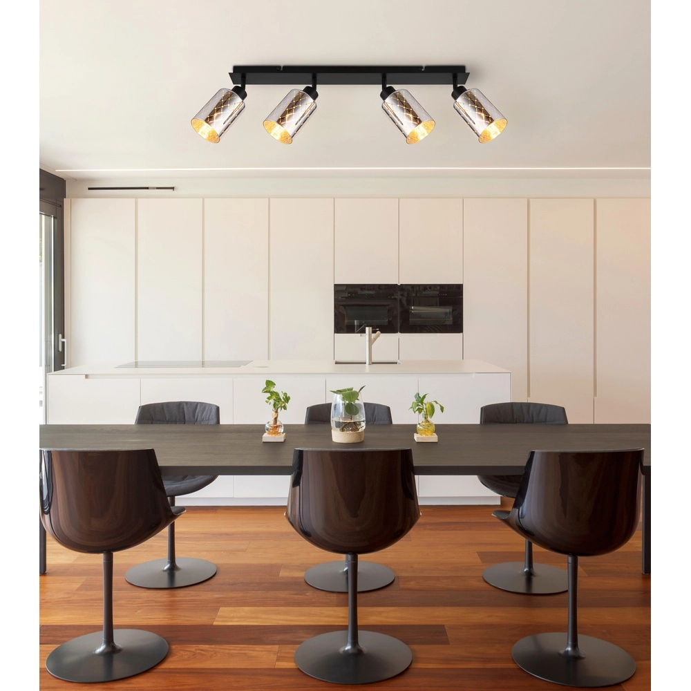 Design plafondlamp Alonso 4-lichts zwart Globo 9007371572250