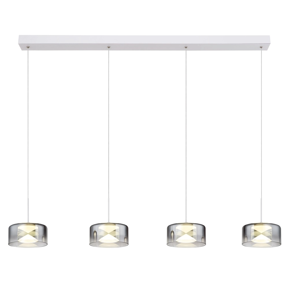 Design hanglamp Belinda 4-lichts wit met smoke glas Globo 9007371566372