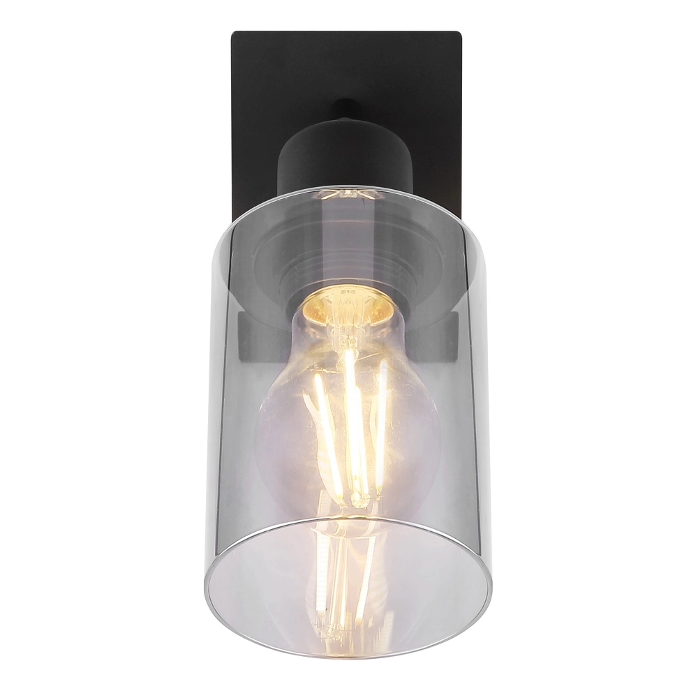 Wandlamp Hadera zwart met smoke glas Globo 9007371437214