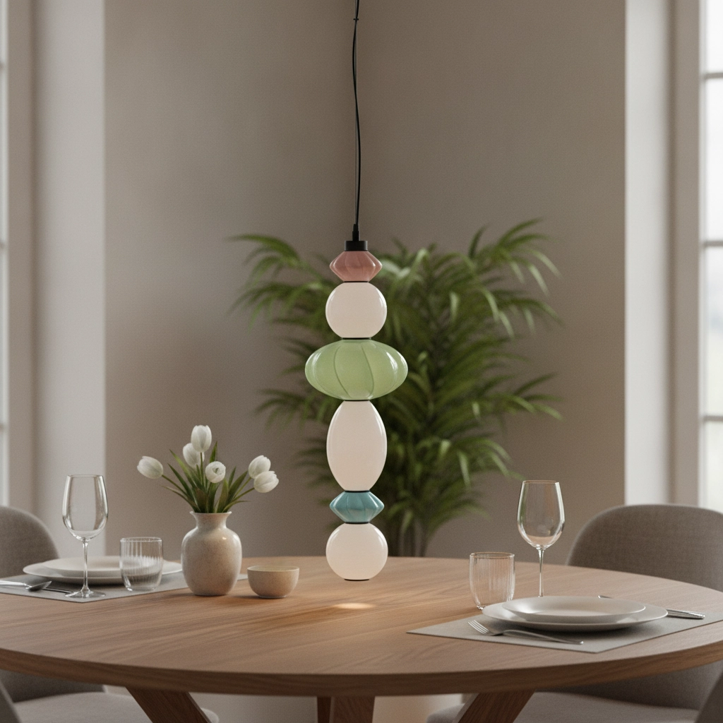 Hanglamp Oneta roze - wit - groen - blauw