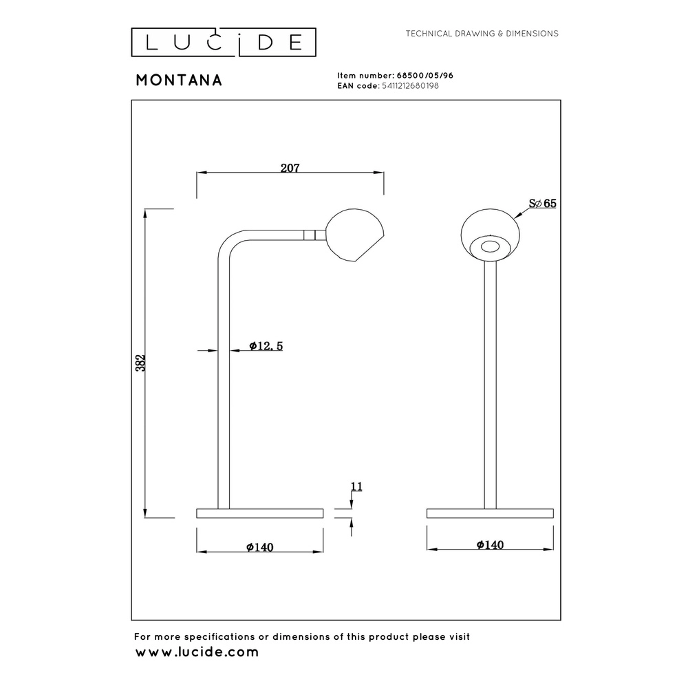 Design tafellamp Montana koffie bruin Premium by Lucide 5411212680198