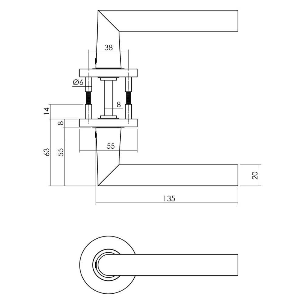 Strakke deurklink Hoek 90 rond aluminium zwart Intersteel 8714186492178