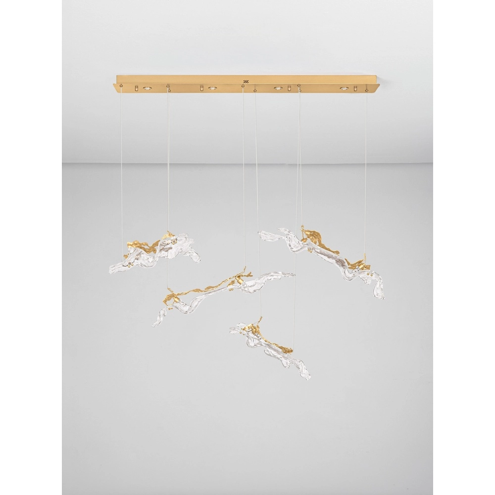 Gouden hanglamp Avesa met helder glas 128cm Lyora 5212063500426