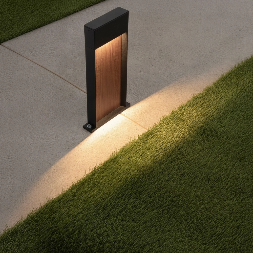 Design tuinlamp Noray zwart met hout 40cm - 2700K