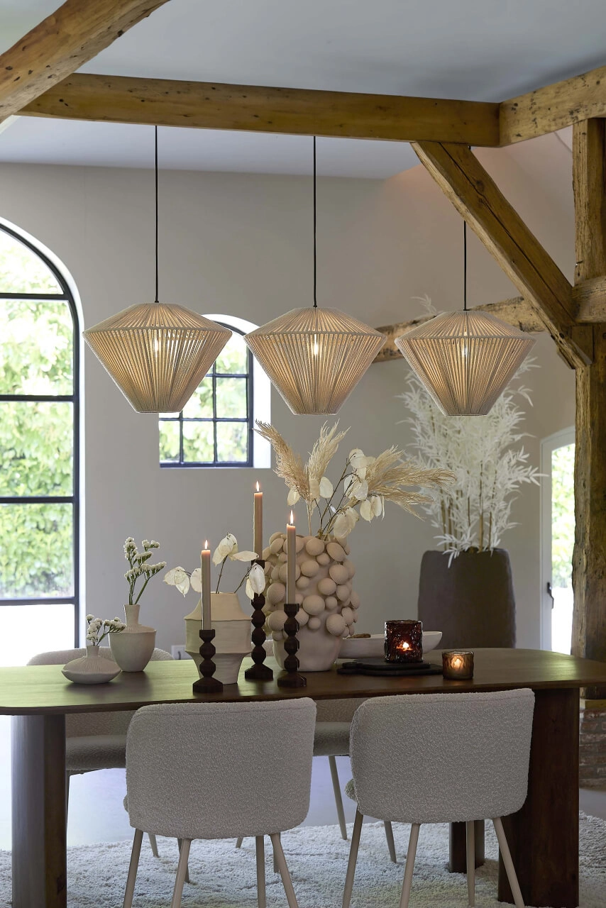 3-lichts hanglamp Felida japandi 120cm