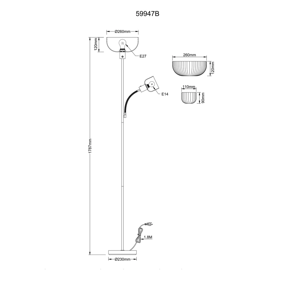 Vloerlamp Hinton zwart Globo 9007371572427