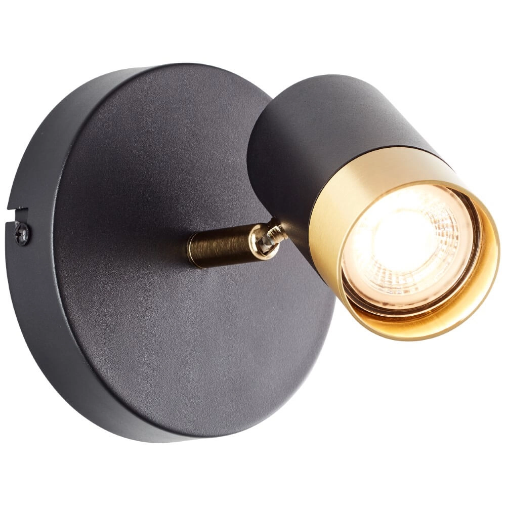 Opbouwspot Vigolo zwart met goud Brilliant 4004353441318