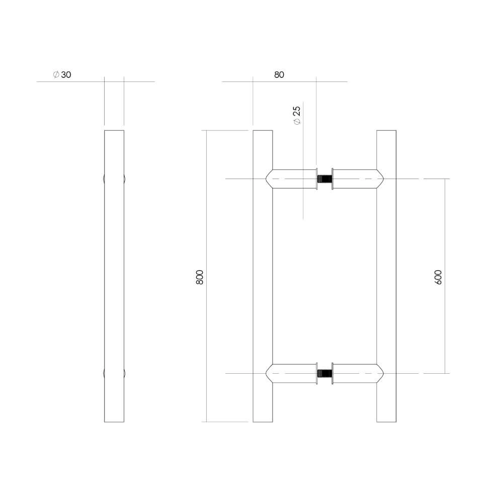 Deugrepen T-vorm Gripon 80X8cm per paar RVS Intersteel 8714186465035