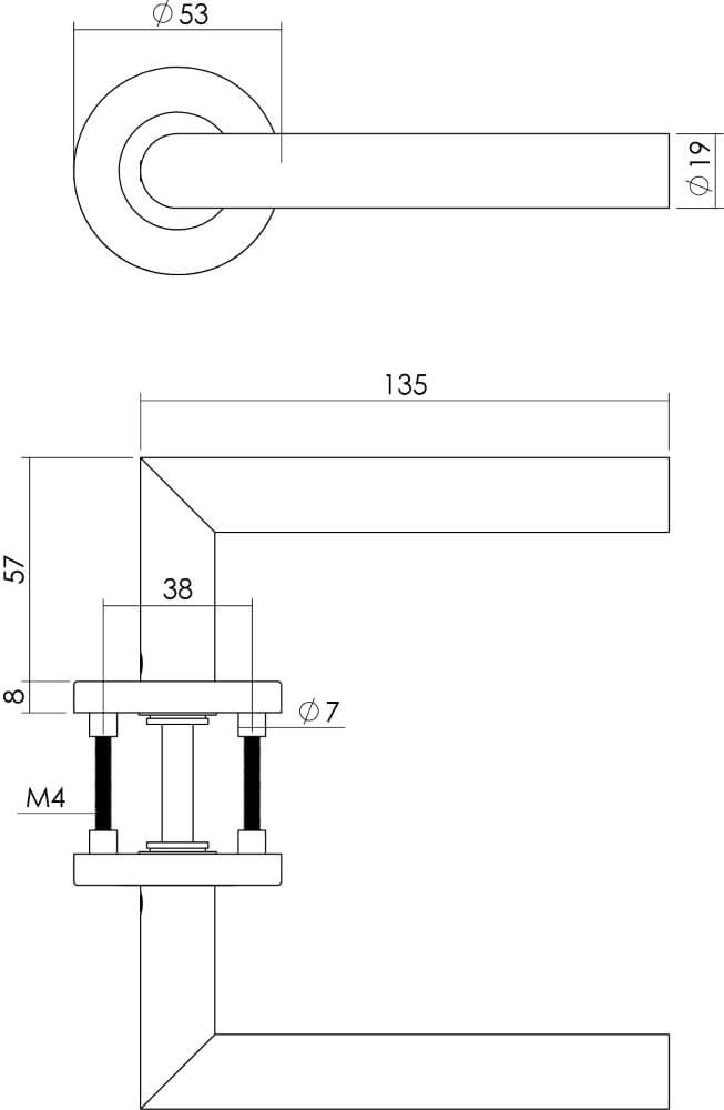 Deurklink Hoek 90 rozet met nok RVS Intersteel 8714186129678