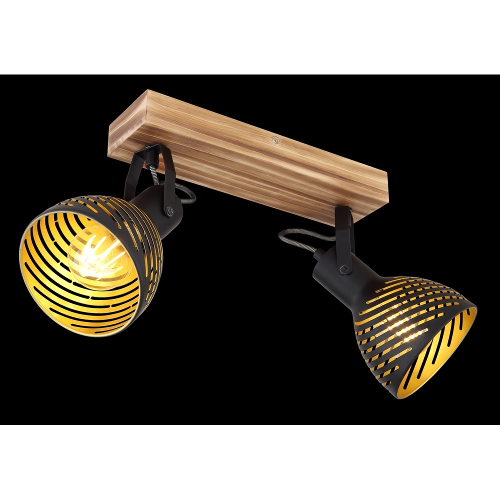 Plafondlamp Lenna 2-lichts hout met zwart Globo 9007371422685