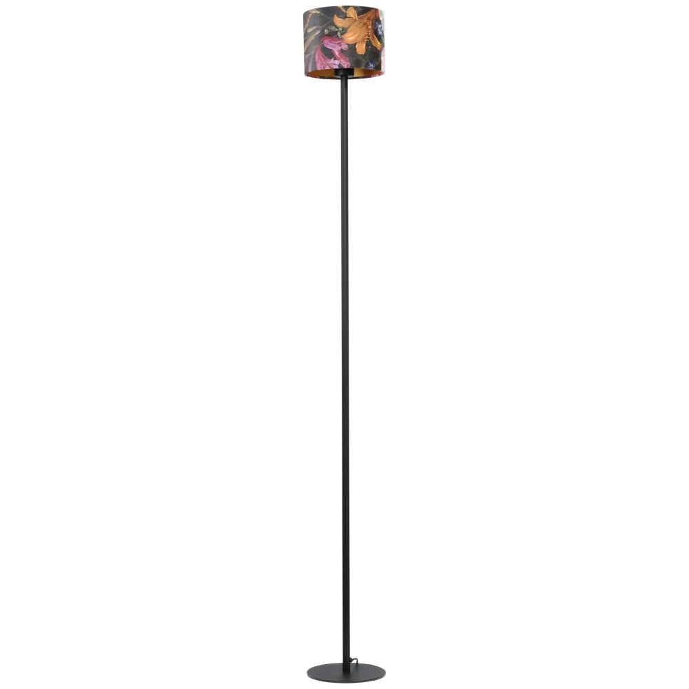 Zwarte vloerlamp Venus 175cm met Flower lampenkap