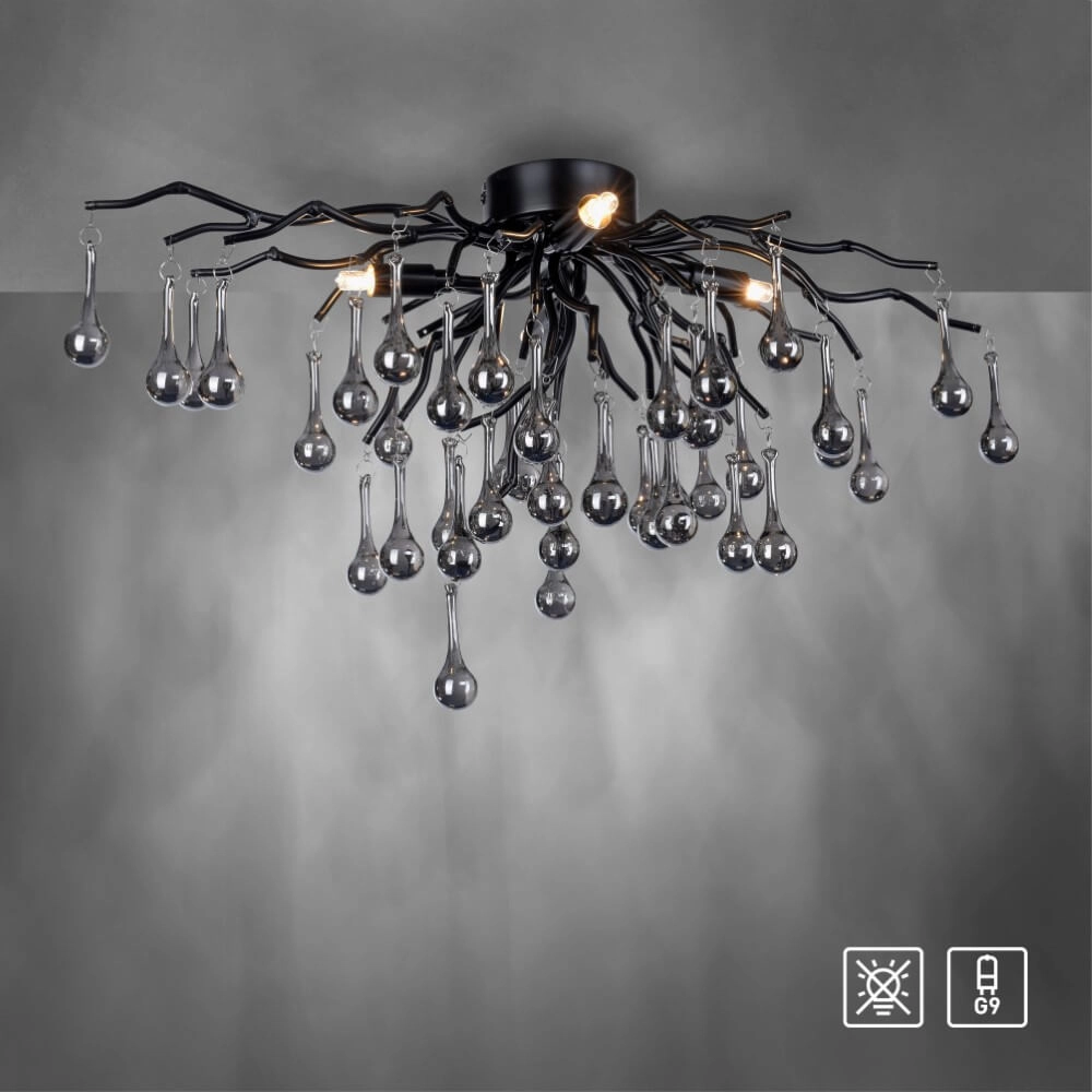 Kroonluchter Icicle zwart 60cm Paul Neuhaus 4012248377574