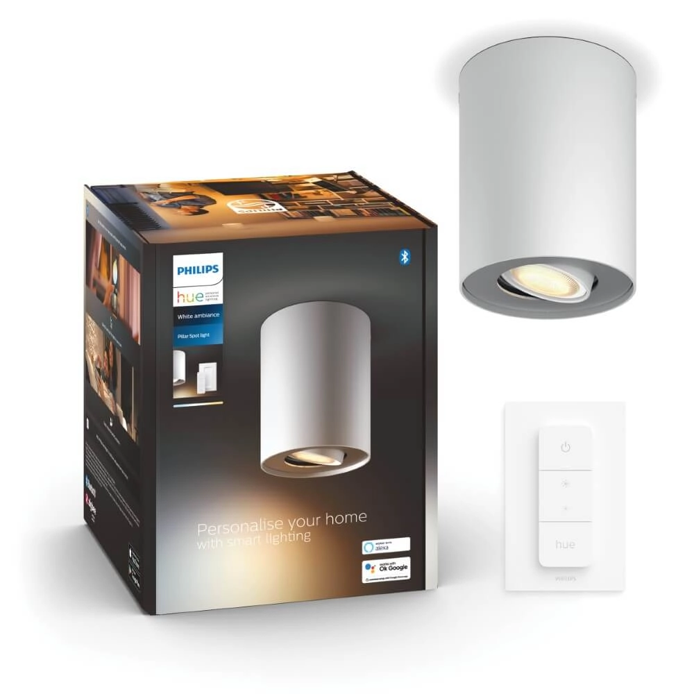 Plafondspot Hue Pillar - White Ambiance 1-lichts wit met schakelaar Philips 8719514338487