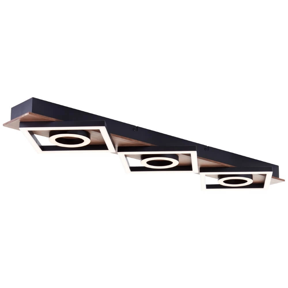 Plafondlamp zwart met hout Maureen 88cm Brilliant 4004353435263
