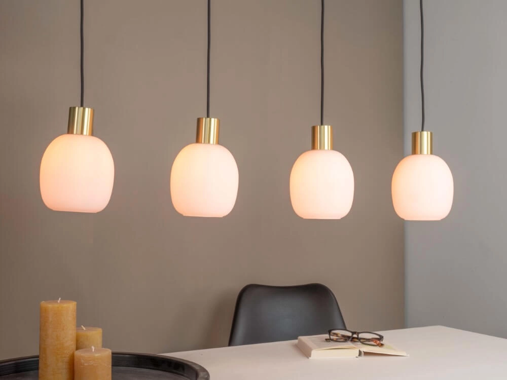 Gouden eettafel lamp Manzanares met wit glas Eglo 9008606235919