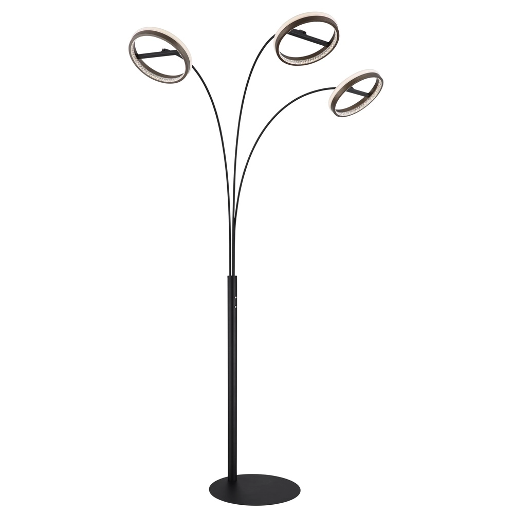 Design vloerlamp Della 3-lichts zwart Globo 9007371468744