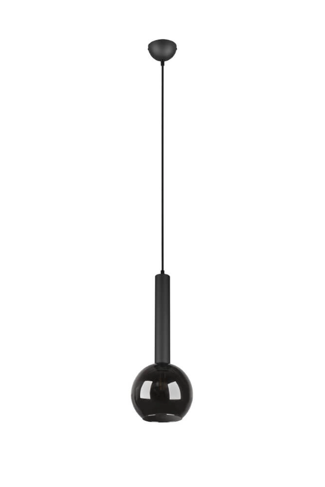 Hanglamp Clayton zwart met smoke glas Trio 4017807532951