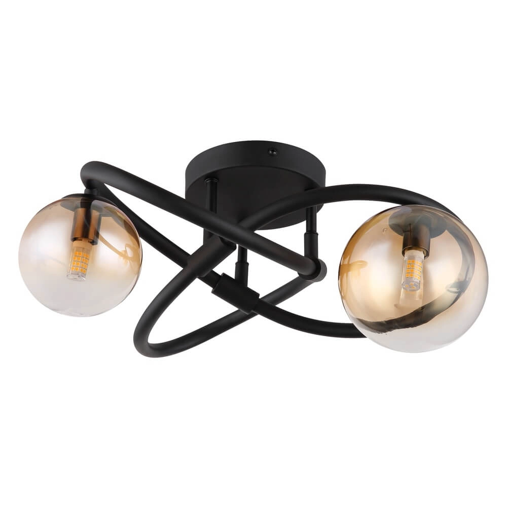 Zwarte plafondlamp Tuberius design 2-lichts Globo 9007371458431