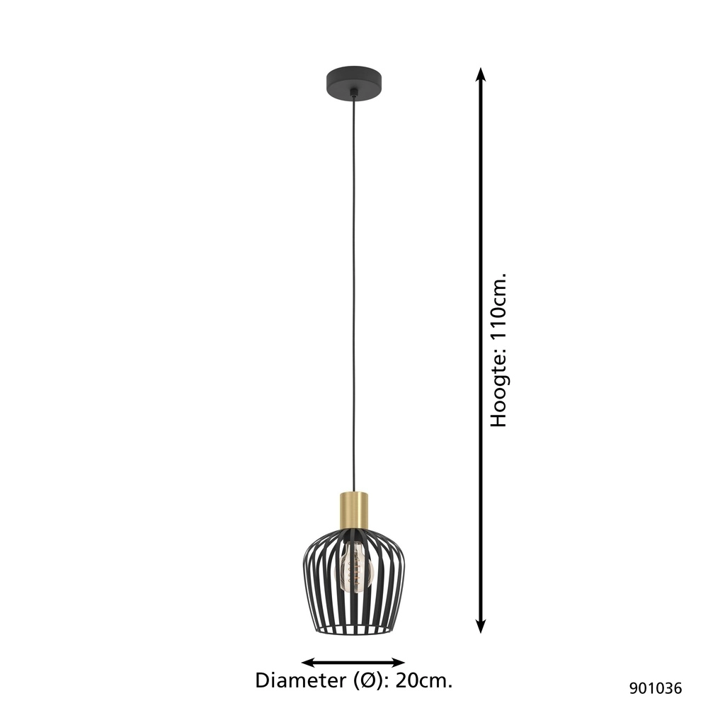 Hanglamp Empoli zwart met goud - Ø 20cm Eglo 9008606299881