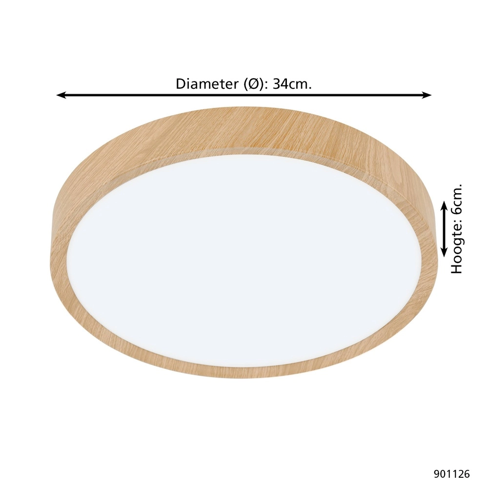 Led plafondlamp Musurita houtlook - Ø 34cm Eglo 9008606304318