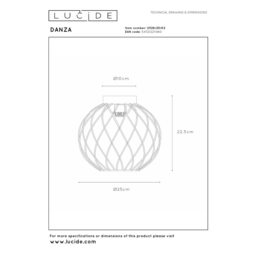Plafondlamp Danza goud Ø 25cm Lucide 5411212211460