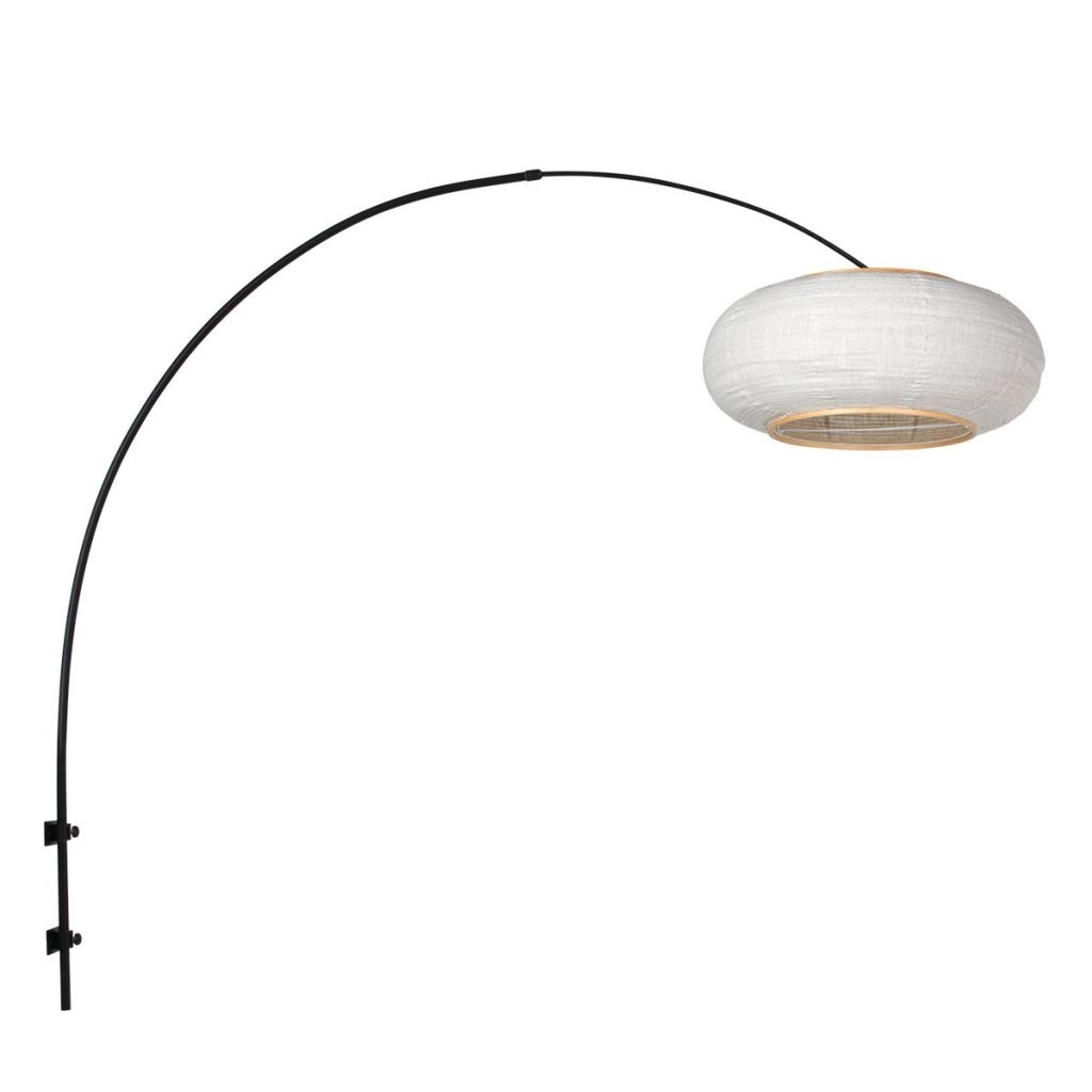 Zwarte wandlamp Silva Alba met witte kap Ø60cm