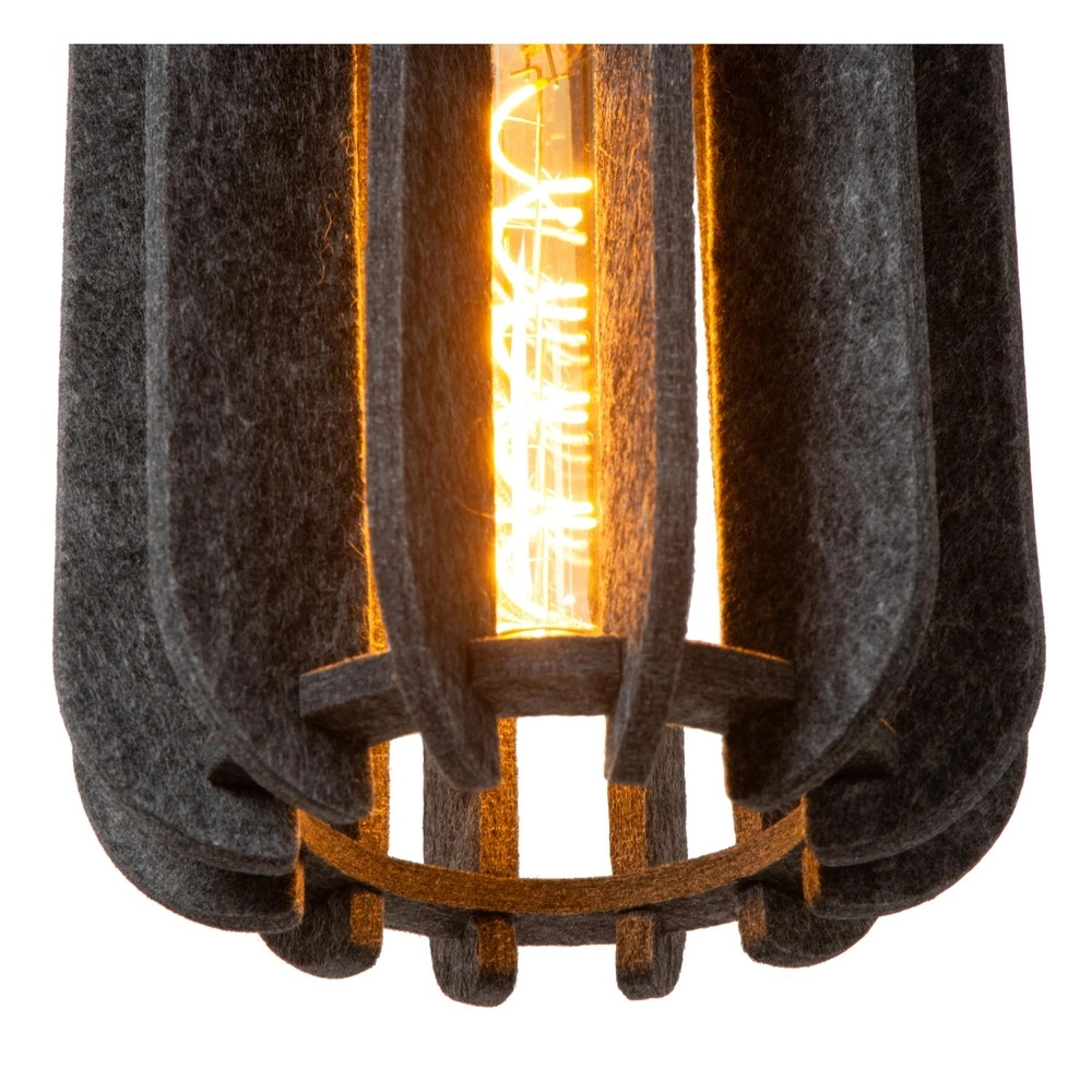 Strakke hanglamp Rafal zwart met grijs Lucide 5411212452764