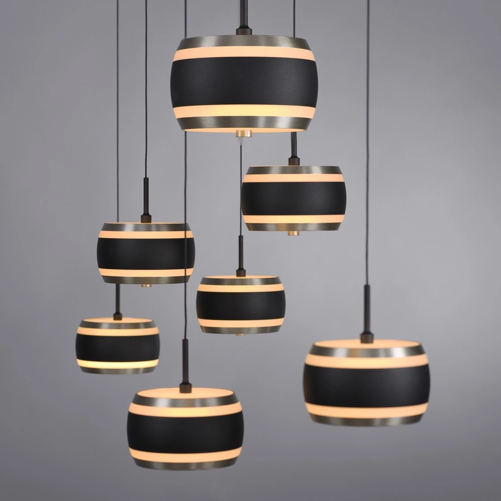 7L eettafel hanglamp Pure Falling Rings black pearl Paul Neuhaus 4012248396599