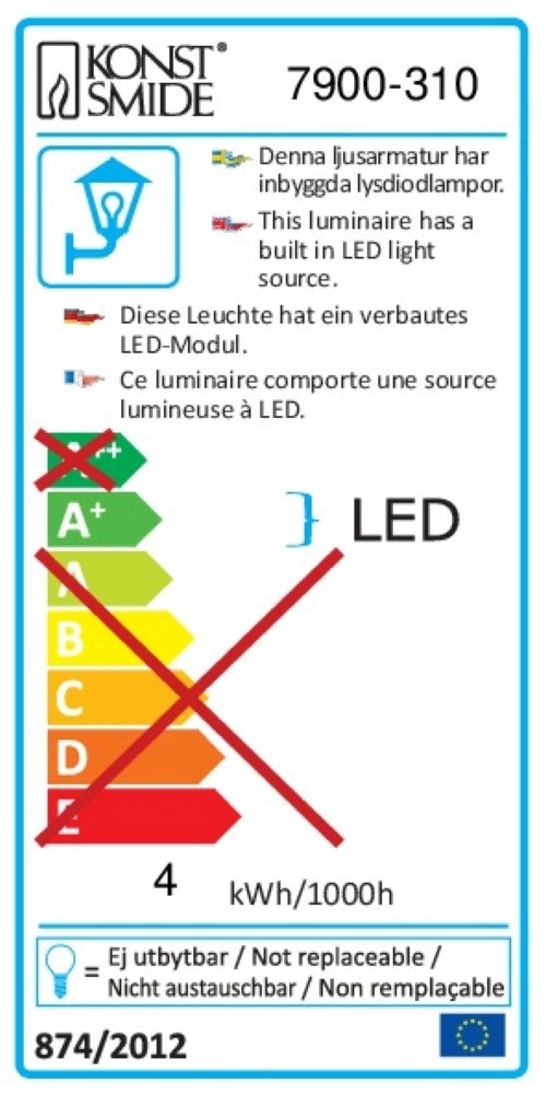 Led buitenlamp Monza L KonstSmide 7318307900316