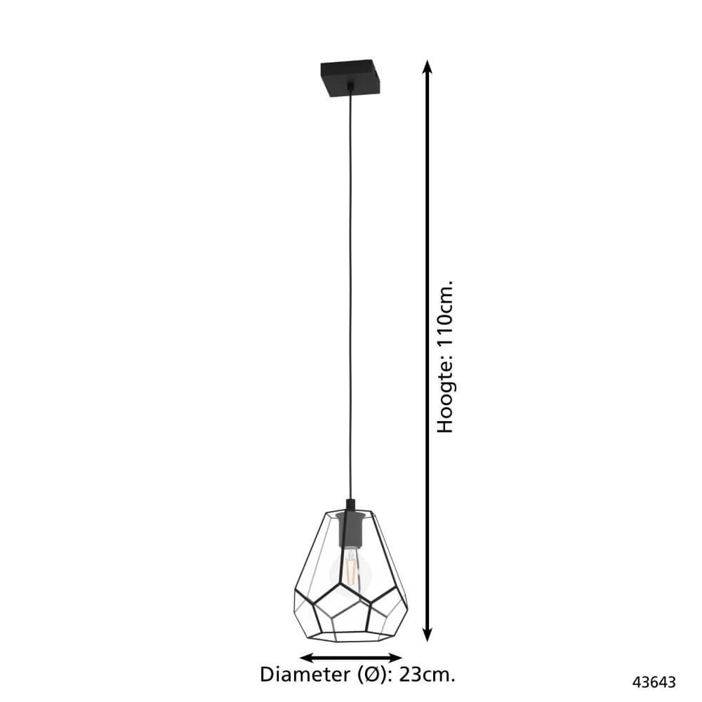 Hanglamp Mardyke zwart met glas Eglo 9002759436438