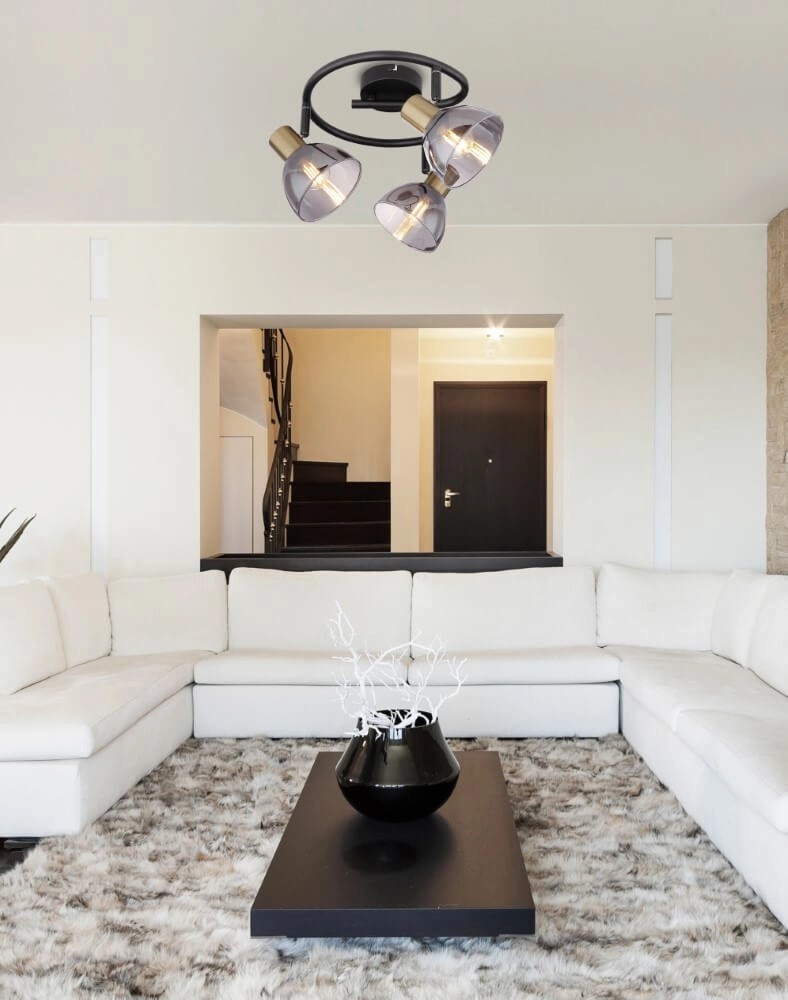 3-lichts plafondlamp Jay zwart met goud Globo 9007371399390