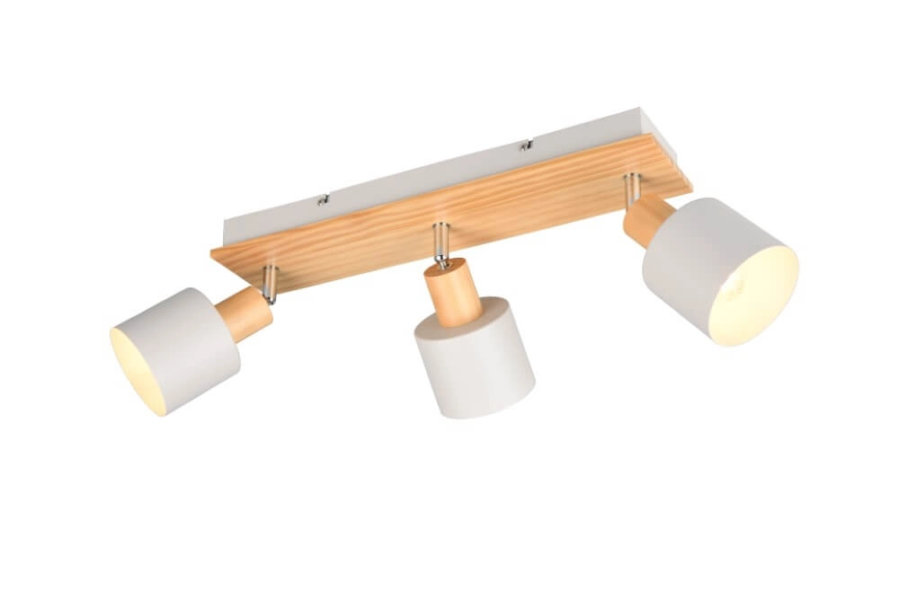 3-lichts plafondlamp Shanti met houtlook