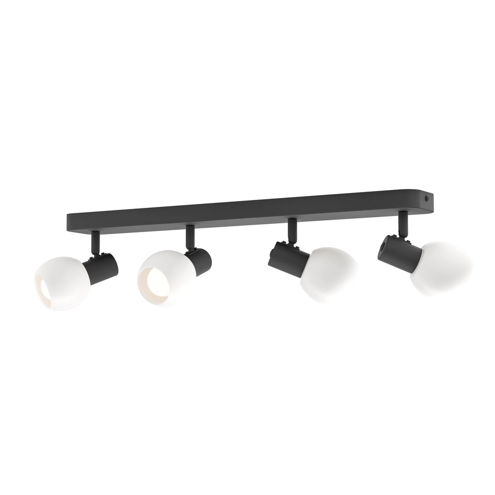 Plafondlamp Castellazo 4-lichts zwart met wit glas