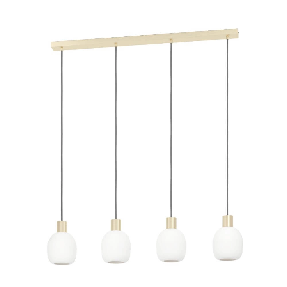 Gouden eettafel lamp Manzanares met wit glas
