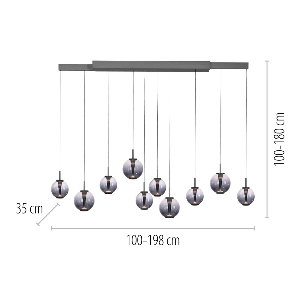 Hanglamp Pure E-Infinty mystic grey met smoke glas Paul Neuhaus 4012248397862