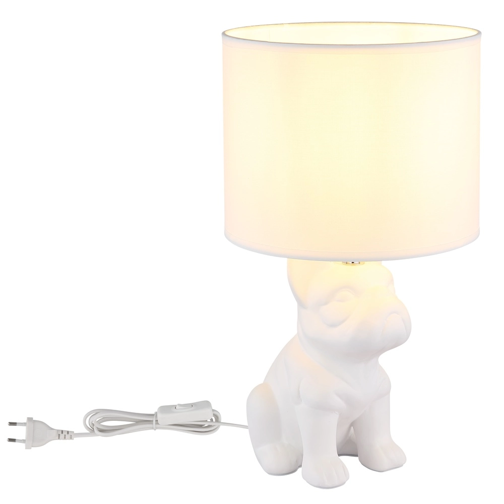 Tafellampje Dogo hond wit met kapje Globo 9007371569687