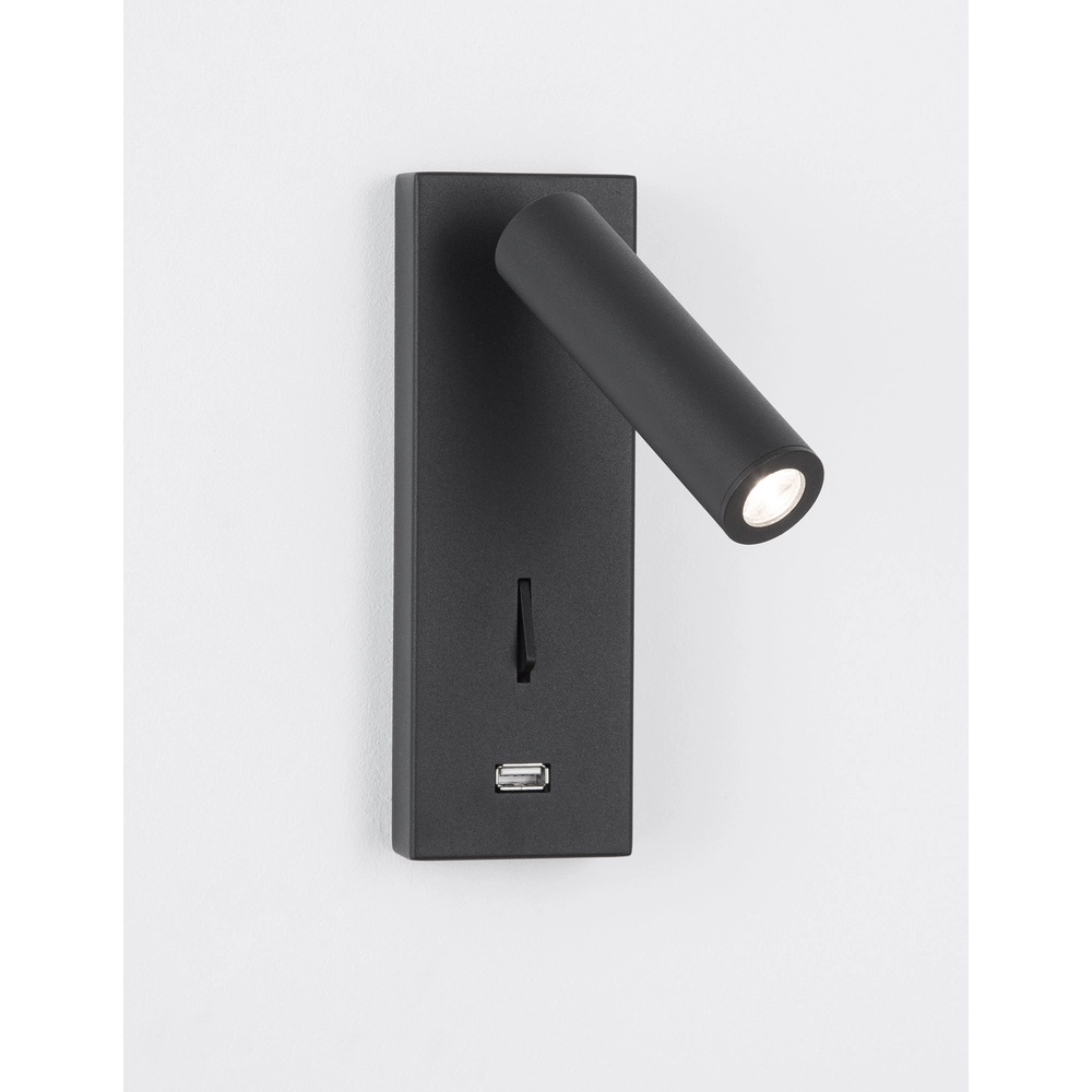 Bedlampje Fuse zwart met usb Lyora 5212017423719