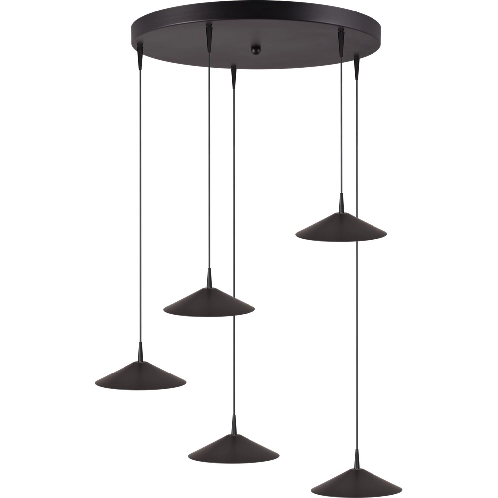 5-lichts hanglamp Ceppo zwart Ø 22cm rond