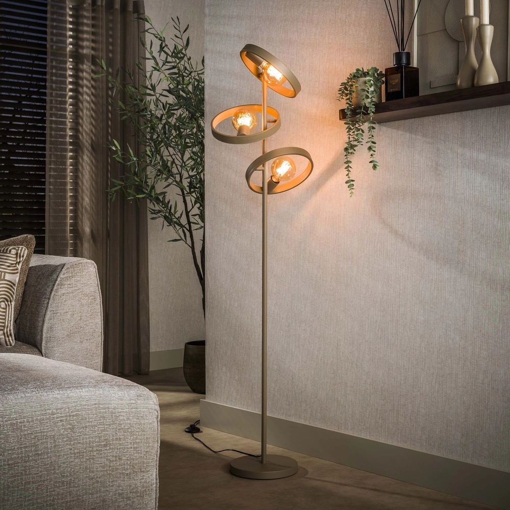Ringen vloerlamp Hover 155cm hoog - zand