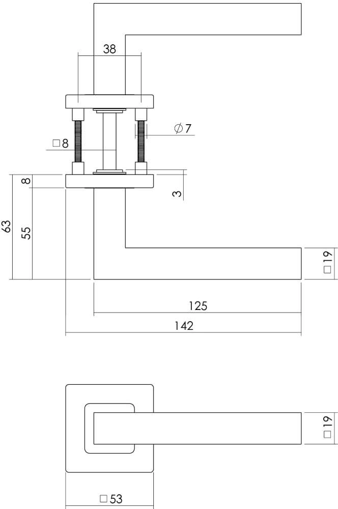 Strakke deurklink Vierkant op rozet RVS Intersteel 8714186127926