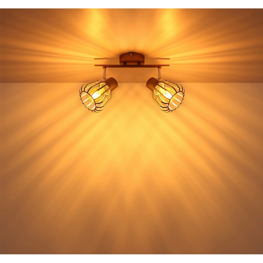 Plafondlamp Olin 2-lichts koffie bruin Globo 9007371586578