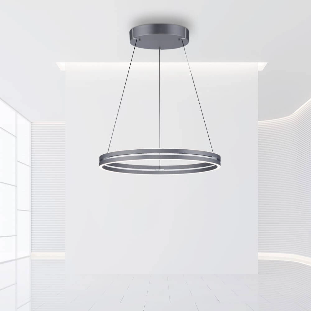 Strakke hanglamp Pure E-Loop grijs Ø 70cm Paul Neuhaus 4012248372289