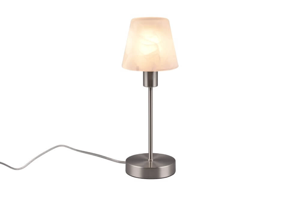 Tafellampje Luis Ii nikkel met wit glas